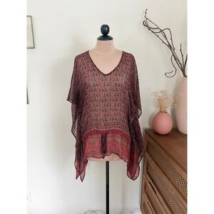 Vintage 90s A Pea In The Pod Silk Floral Maternity Poncho Blouse